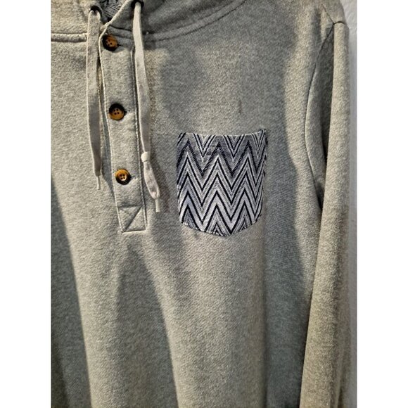 Beautiful Giant Men's Gray Long Sleeve Three Button Stylish Unique Hoodie Large - Picture 4 of 11